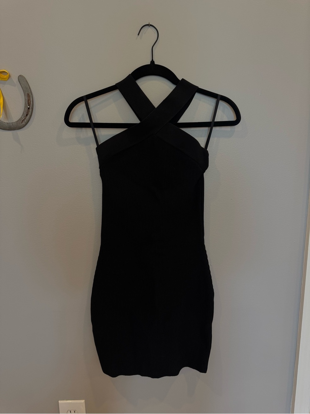 Women's Black Cross-Strap Bodycon Dress